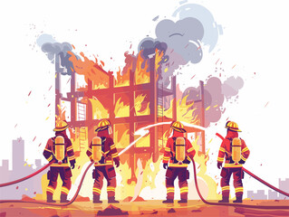 Firefighting Team's Tactical Precision: A Fiery Battle with Engineering Precision