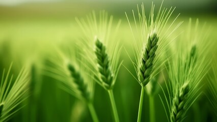  Vibrant green wheat field ready for harvest - obrazy, fototapety, plakaty