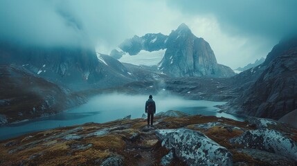 A panoramic view of Greenland's rugged mountain ranges, perfect for adventurous spirits. - obrazy, fototapety, plakaty