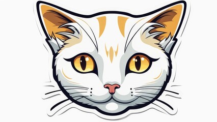 The muzzle of a cute house cat. Sticker illustration. 
