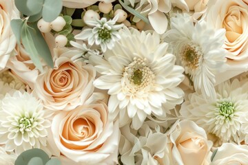 Beautiful cream flowers bouquet 8K tile collage