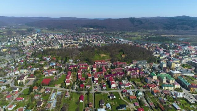 Beautiful Mountain Landscape Panorama Sanok Aerial View Poland