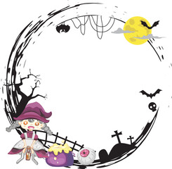 Halloween frame design on transparent background.