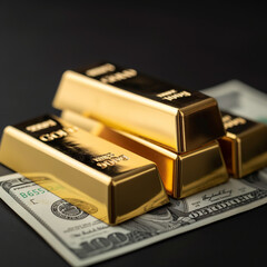 America US dollar with gold bars, finance saving concept, investment