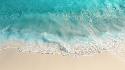 Fototapeta na wymiar A pristine white sand beach meets the clear turquoise waters of the sea, showcasing nature's beauty
