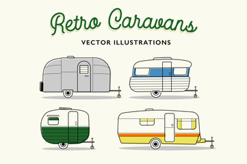 retro caravan illustrations set 2