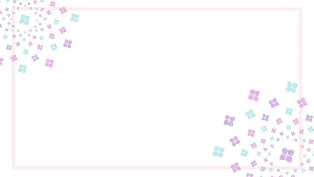 水彩風のお花が幾何学模様のように並んだ回転する背景フレームアニメーションビデオ　/　ループ可能