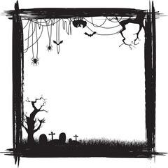 Silhouette halloween frame on transparent background.