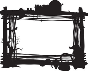 Fototapeta premium Silhouette halloween frame on transparent background.