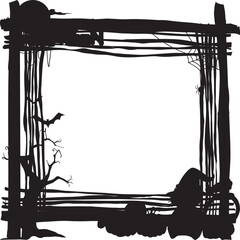 Halloween frame border on transparent background.