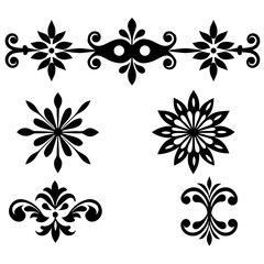 Obraz premium Set of floral elements and text dividers