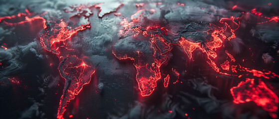Global Epidemic Concept on Earth Map, Abstract Background with Virus Spread Indication in Asia, Pandemic Alert Illustration - obrazy, fototapety, plakaty