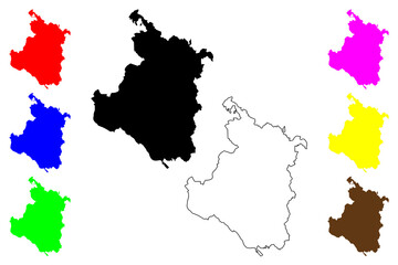 Karlovac County (Counties of Croatia, Republic of Croatia) map vector illustration, scribble sketch Karlovac map