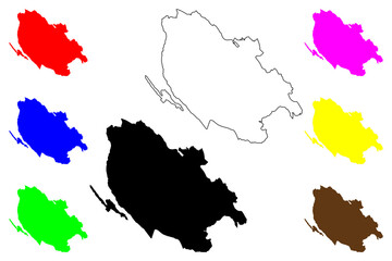 Lika-Senj County (Counties of Croatia, Republic of Croatia) map vector illustration, scribble sketch Lika Senj map