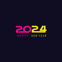 Happy new year 2024. with gold decoration on black background. 2024 year