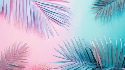 Tropical palm leaves, pastel colors, soft tones, abstract, minimalistic