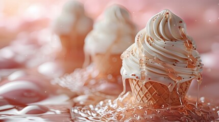 indulgent delight of a summer ice cream in creamy vanilla white against a solid background, rendered in realistic high resolution, its cool sweetness captured with cinematic finesse.