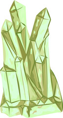 Green crystal illustration on transparent background.
