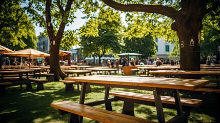 Open-air cafe. Festival in Germany, tables with chairs