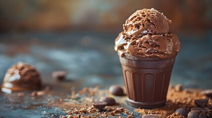 luscious temptation of a summer ice cream in rich chocolate brown against a solid background,...