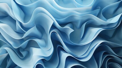 Obraz premium 3d render, abstract modern blue background, folded ribbons macro, fashion wallpaper with wavy layers 