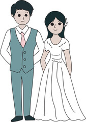 Wedding couple illustration, Transparent background.
