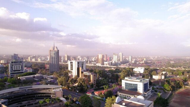 Drone shot of Nairobi Kenya from Upperhill area