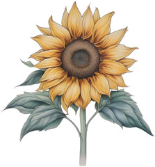 Sunflower icon, a close-up painting of a Sunflower.