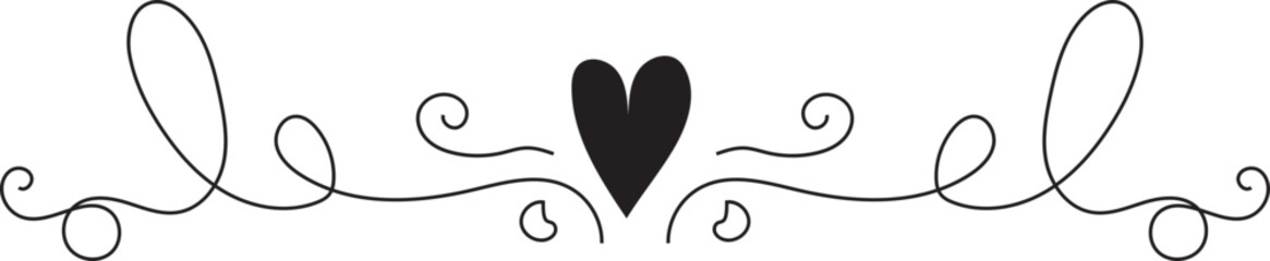 Hand drawn doodle divider line on transparent background.