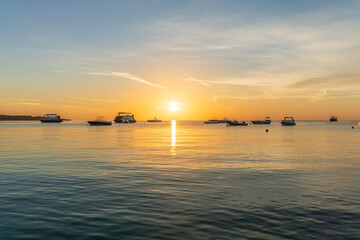 Sunrise over the sea. Panoramic seascape.