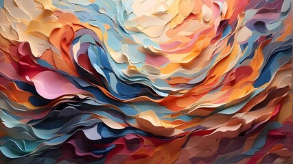 Imagine a canvas alive with vibrant colors, swirling patterns, and dynamic shapes. Layers of translucent hues dance together, creating a mesmerizing depth that draws the eye in. Bold strokes of contra - obrazy, fototapety, plakaty