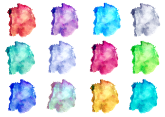 12ヶ月分の誕生石を水彩画で描いたカラフルで綺麗なイラスト。Colorful and beautiful watercolor illustrations of the birthstones for the 12 months.