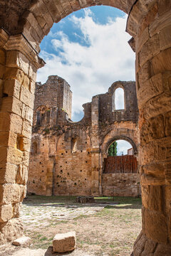 Ruin of the abbey of Alet les Bains in the south of France in Cathar country