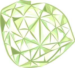 Green diamond illustration on transparent background.

