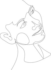 Man line art drawing illustration on transparent background.