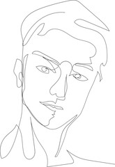 Man line art drawing illustration on transparent background.