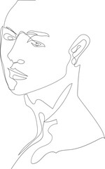Man line art drawing illustration on transparent background.