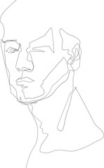 Man line art drawing illustration on transparent background.