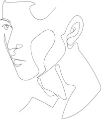 Man line art drawing illustration on transparent background.