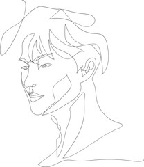 Man line art drawing illustration on transparent background.