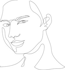 Man line art drawing illustration on transparent background.