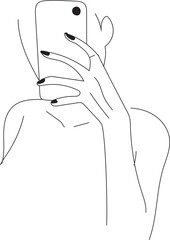 Hand drawn woman illustration on transparent background.
