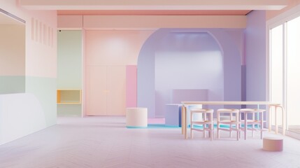 interior of a room classroom