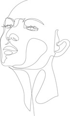 Face one line drawing illustration on transparent background.
