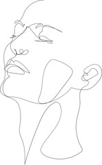 Face one line drawing illustration on transparent background.
