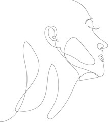 Face one line drawing illustration on transparent background.
