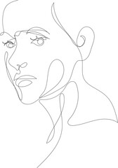 Face one line drawing illustration on transparent background.
