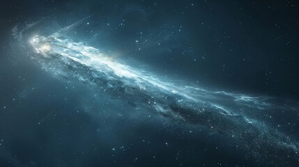 A celestial object with a long tail of gas and dust trailing behind ,super realistic,soft shadown - obrazy, fototapety, plakaty