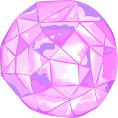 Pink diamond illustration on transparent background.
