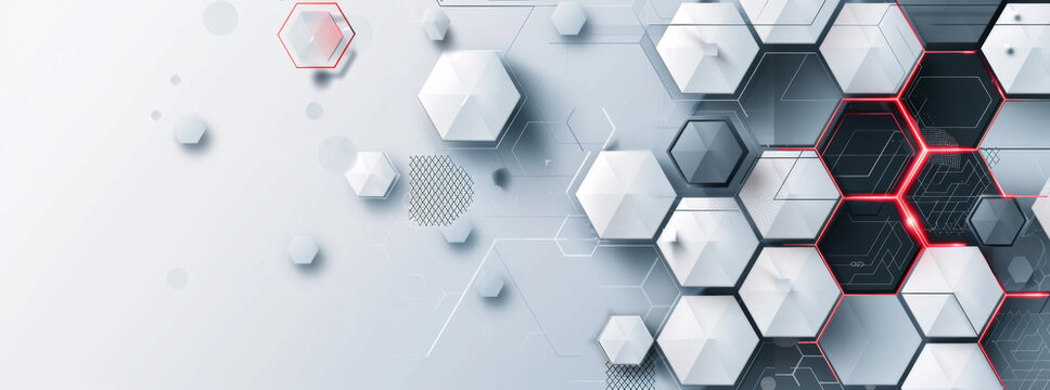 Abstract white background with a hexagon pattern for a banner, wallpaper or poster design